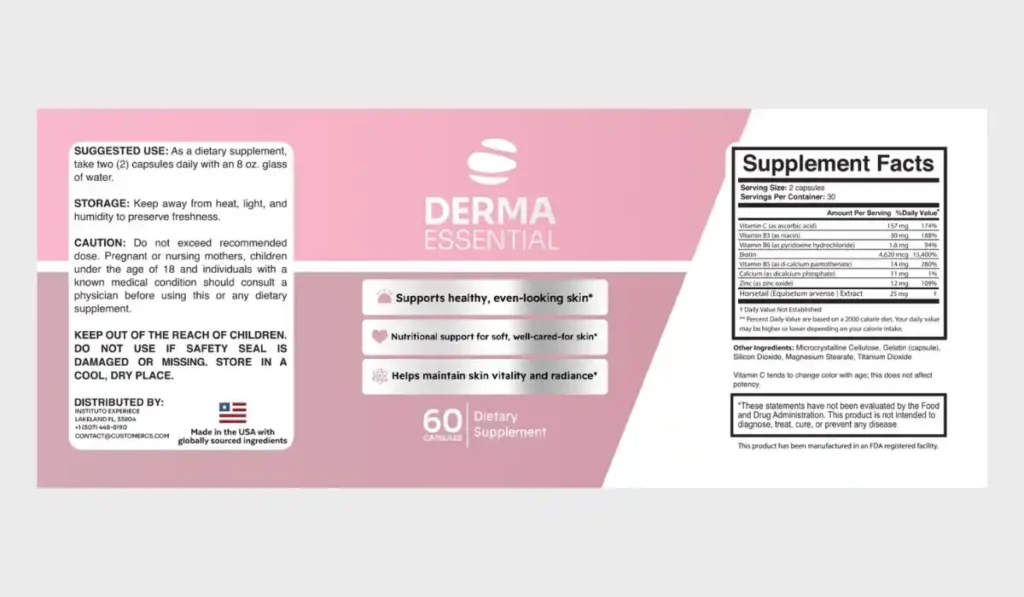 Derma Essential supplement facts