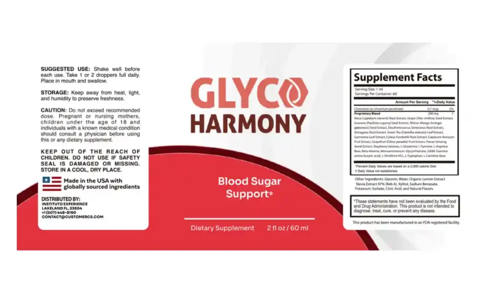 Glyco Harmony ingredients