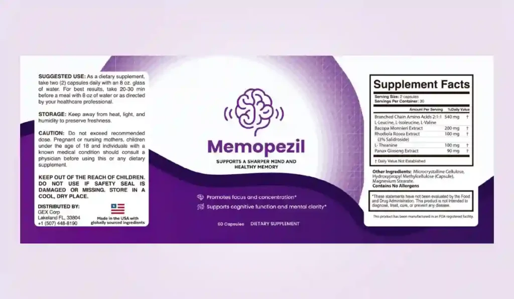 Memopezil ingredients