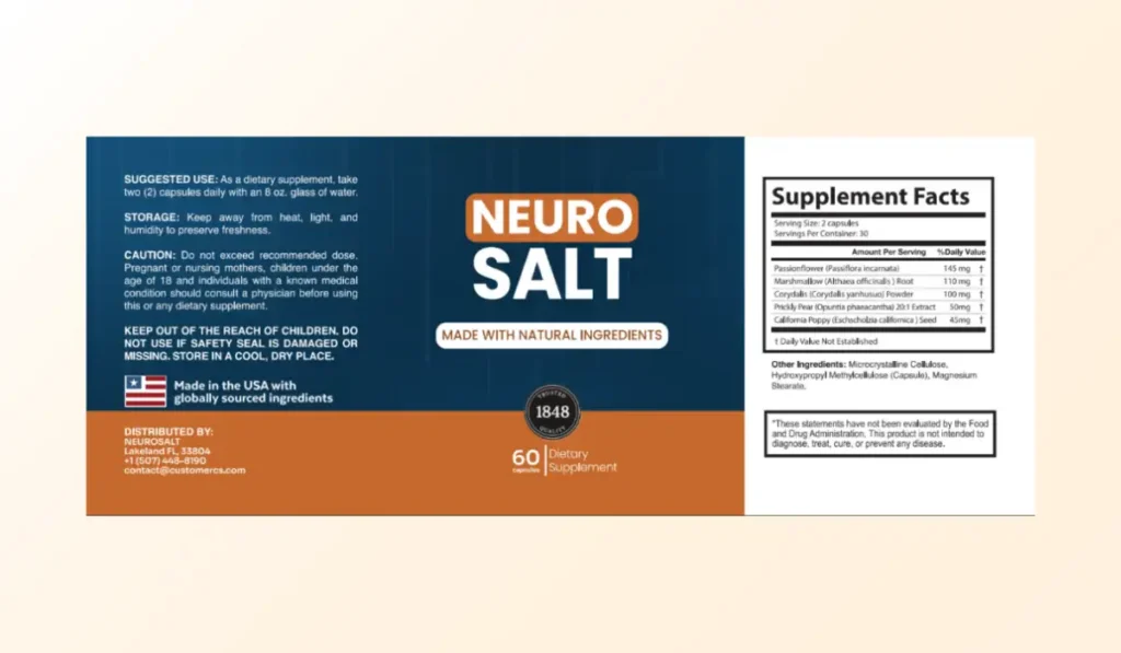 Neuro Salt supplement facts